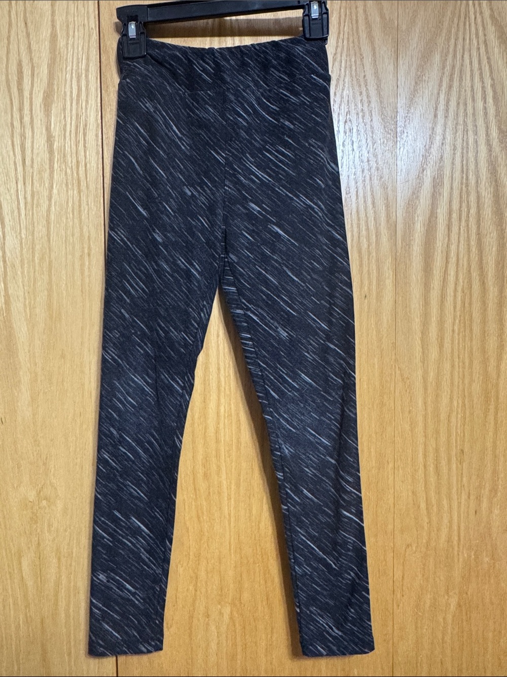 LuLaRoe Kids Black Heathered Leggings with Gray Fleck